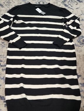 Lane Bryant NWT Black & White Striped Knit Sweater Dress